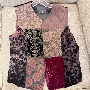 Vintage Chelsea Campbell boho patchwork velvet/brocade/tapestry vest Medium